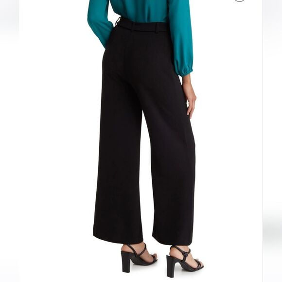 Nanette Lepore Wide Leg Tie Waist Crepe Pants in Very Black Size 4 - Picture 2 of 6